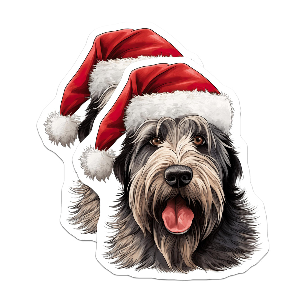 (2 Pack) Christmas Dog Magnets - Santa Hat Pet Decor - Holiday Fridge Art for Dog Owners - 5 Inches On Longest Side - Thick Durable Magnet - Made in USA - MAG28521