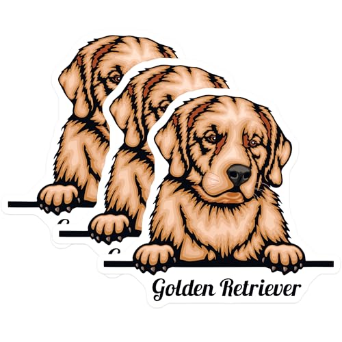 (3 Pack) Golden Retriever Decals - Dog Breed Stickers - Laptop Decals - 3 Inches On Longest Side - Easy Peel & Apply - Made in USA - 3MCS2991