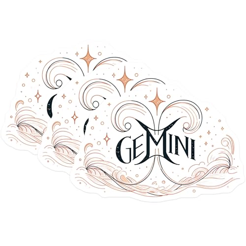 (3 Pack) Gemini Zodiac Decals - Horoscope Stickers - Astrology Signs- 3 Inches On Longest Side - Easy Peel & Apply - Made in USA - 3MCS5368