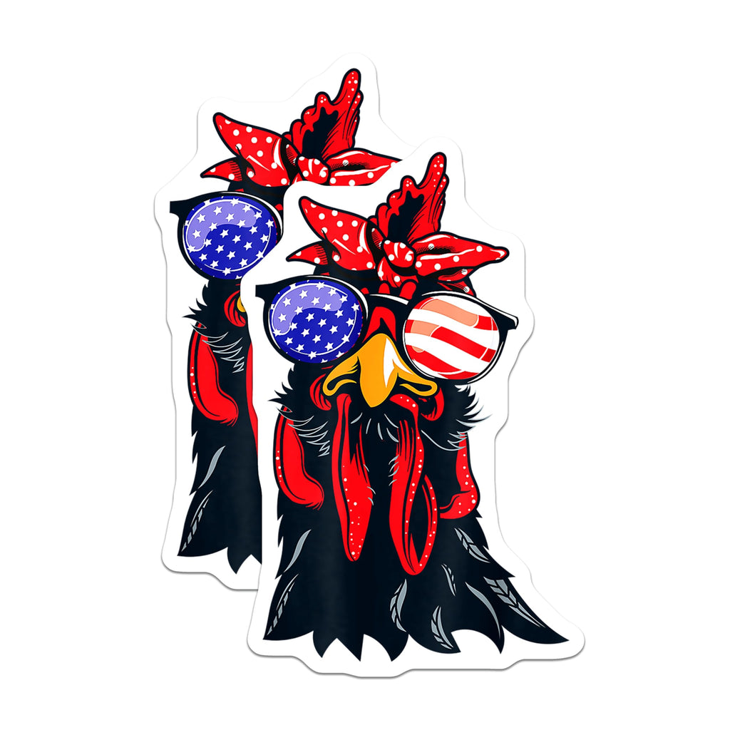 (2 Pack) Patriotic Rooster Magnets - USA Flag Chicken Decor - Americana Farmhouse Fridge Decor - July 4th Decor - 5 Inches On Longest Side - Thick Durable Magnet - Made in USA - MAG30709