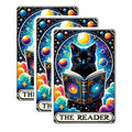 (3 Pack) Black Cat Decals - Tarot Card Stickers - 'The Reader' Laptop Decal - 3 Inches On Longest Side - Easy Peel & Apply - Made in USA - 3MCS1407