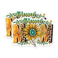 (2 Pack) Blessed Mom Magnets - Sunflower Leopard Print - Christian Mama Refrigerator Art - Boho Western Faith Decor - 5 Inches On Longest Side - Thick Durable Magnet - Made in USA - MAG29723
