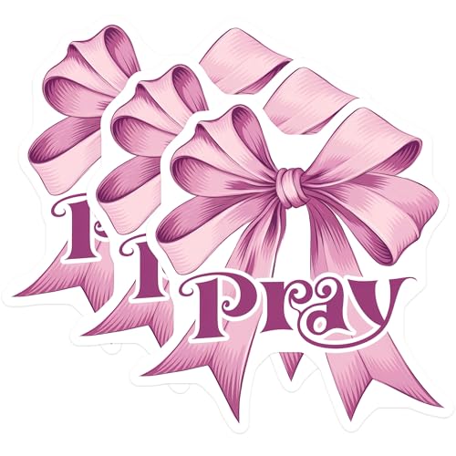 (3 Pack) Pray Ribbon Decals - Faith Inspiration - Laptop Decals - 3 Inches On Longest Side - Easy Peel & Apply - Made in USA - 3MCS7915