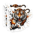 (2 Pack) Tiger Stickers - Animal Art Stickers - Wildlife Decal - Fierce Tiger Art - 5" On Longest Side - Sticks to Smooth Flat Surfaces - Made in USA - BMCS6262