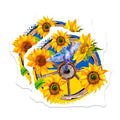 (2 Pack) Sunflower and Hummingbird Stickers - Floral Watercolor Art - Vibrant Nature Decal - 5" On Longest Side - Sticks to Smooth Flat Surfaces - Made in USA - BMCS5707