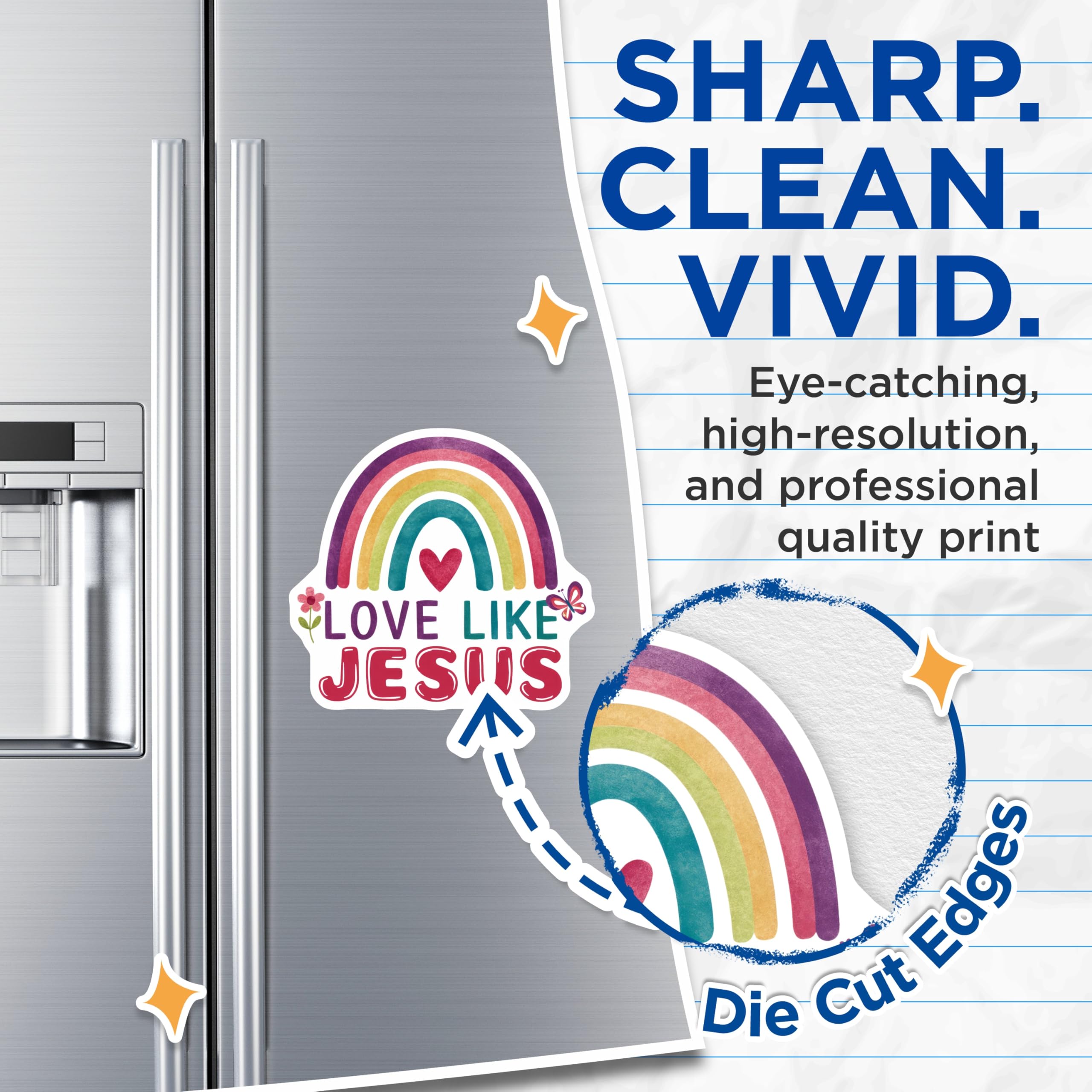 (2 Pack) Love Like Jesus Magnets - Rainbow Heart Magnets - Christian Saying Magnet - 5" On Longest Side - Premium Magnet - for Cars, Refrigerators, Toolboxes, Lockers - Made in USA - MAG15949