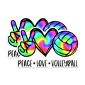 (2 Packs) Peace Love Volleyball Tiedye Magnets - Volleyball Player Mom Tie Dye Magnets - 5 Inches On Longest Side - Premium Magnet - for Fridges, Toolboxes, Cars - Made in USA - MAG2354