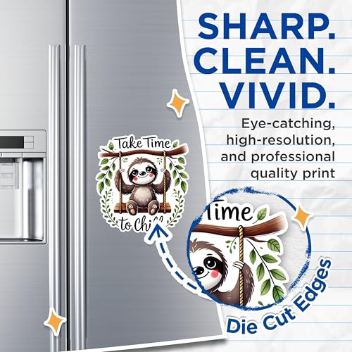 (2 Pack) Sloth Take Time to Chill Magnets - Cute Animal Magnets - Inspirational Decor Magnets- 5" On Longest Side - for Fridges, Toolboxes, Cars - Made in USA - MAG2735