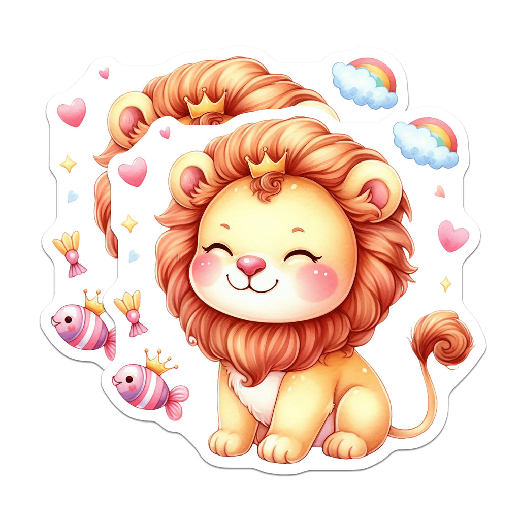 (2 Pack) Cute Lion Cub Magnets - Kawaii Animal Fridge Decor - Nursery Room Locker Art - 5 Inches On Longest Side - Thick Durable Magnet - Made in USA - MAG38469