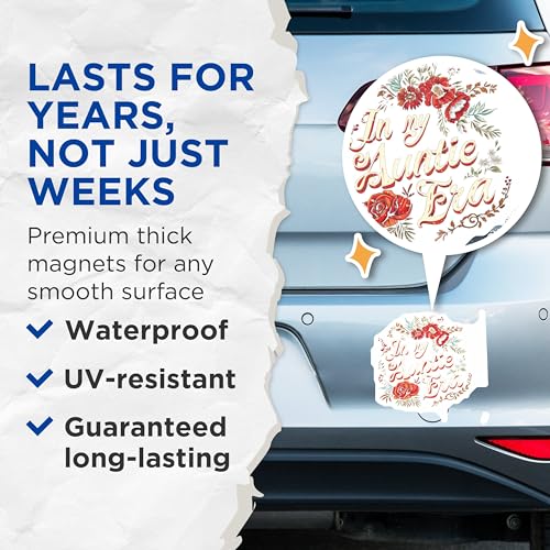(2 Pack) Auntie Era Magnets - Floral Pattern Magnets - Decorative Quote Magnets - 5" On Longest Side - for Cars, Refrigerators, Toolboxes, Lockers - Made in USA BMCS3507