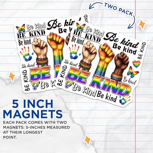 (2 Pack) Be Kind Magnets - Motivational Decor - Positive Affirmation - 5" On Longest Side - for Cars, Fridges, Toolboxes - Made in USA - MAG8263