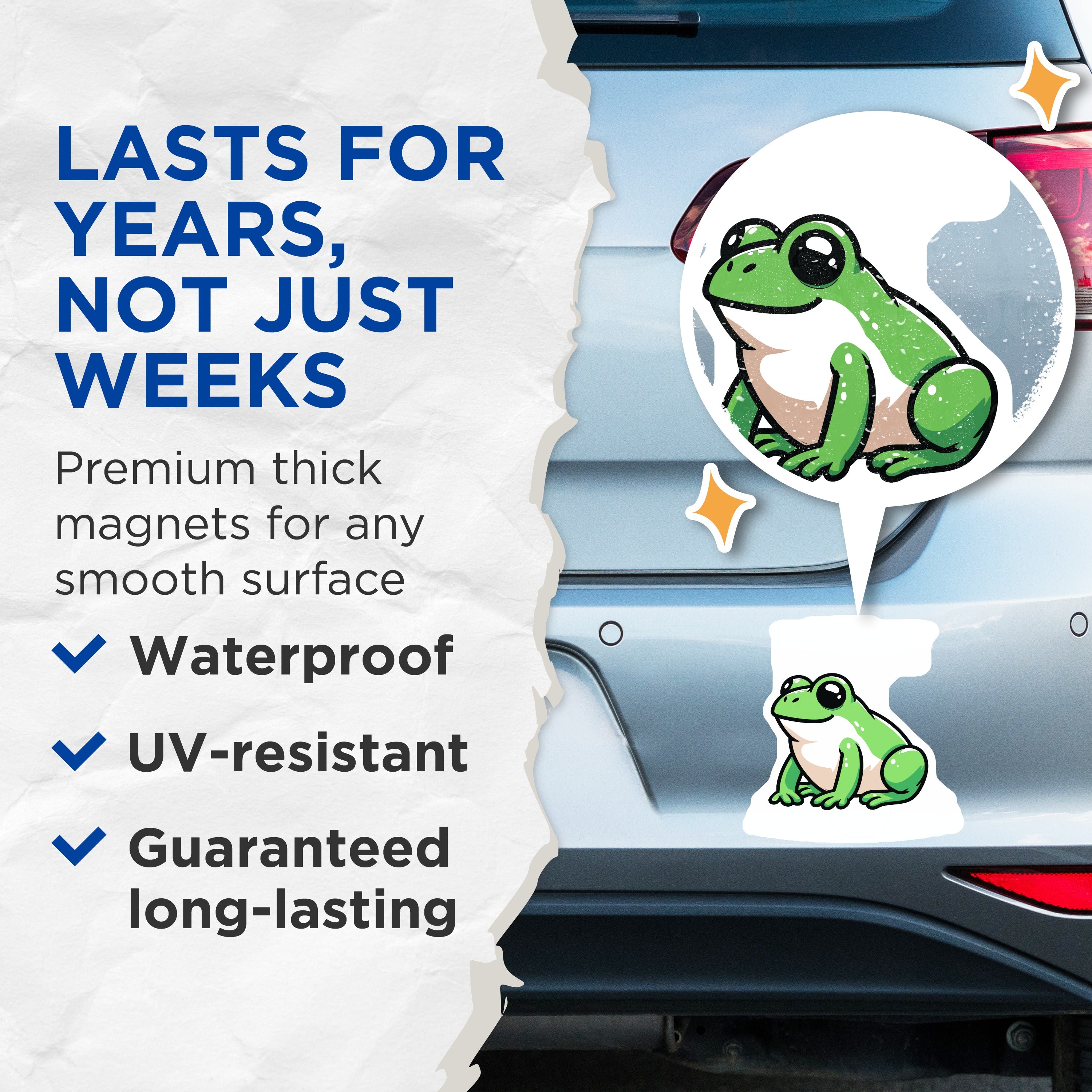 (2 Pack) Cute Frog Magnets - Kawaii Animal Refrigerator Decor - Green Amphibian Locker Accent - 5 Inches On Longest Side - Thick Durable Magnet - Made in USA - MAG39009