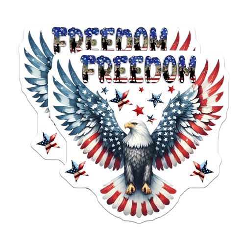 (2 Pack) Freedom Eagle Magnets - Patriotic Eagle Design - USA Pride - 5" On Longest Side - for Cars, Fridges, Toolboxes - Made in USA - MAG7397