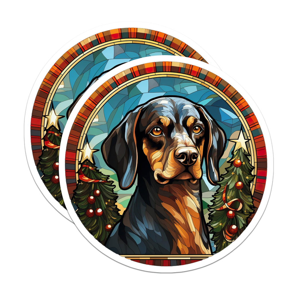 (2 Pack) Stained Glass Dachshund Magnets - Christmas Dog Decor - Pet Lover Fridge Art - 5 Inches On Longest Side - Thick Durable Magnet - Made in USA - MAG28679