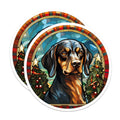 (2 Pack) Stained Glass Dachshund Magnets - Christmas Dog Decor - Pet Lover Fridge Art - 5 Inches On Longest Side - Thick Durable Magnet - Made in USA - MAG28679