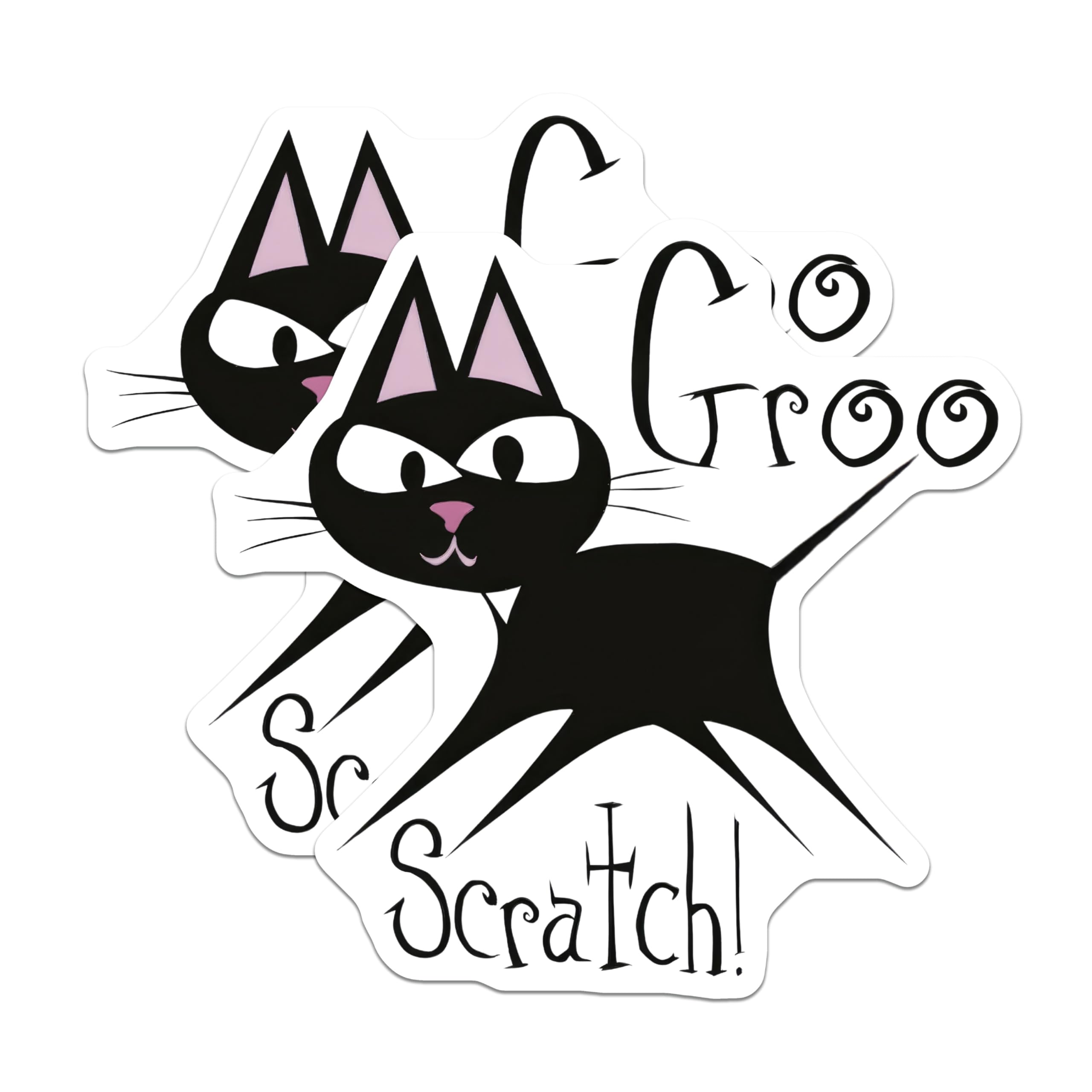 (2 Pack) Groo Scratch Cat Magnets - Funky Cat Art - Quirky Refrigerator Decor - 5" On Longest Side - Premium Magnet - for Cars, Refrigerators, Toolboxes, Lockers - Made in USA - MAG14459