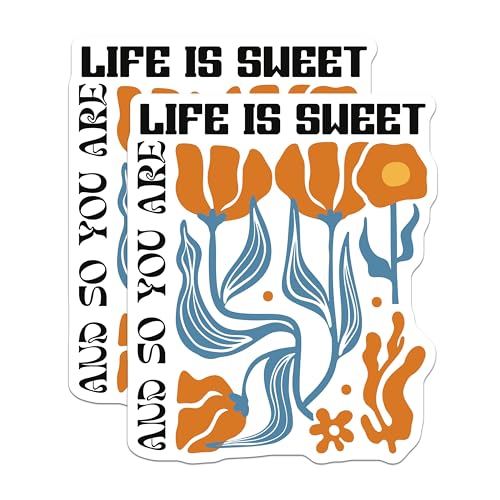 (2 Pack) Life is Sweet Magnets - Motivational Magnet - Floral Design Home Magnets - 5" On Longest Side - for Cars, Fridges, Toolboxes - Made in USA - MAG3839