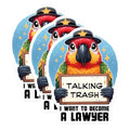 (3 Pack) Parrot Lawyer Decals - Talking Trash - Funny Bird Stickers - 3 Inches On Longest Side - Easy Peel & Apply - Made in USA - 3MCS2506