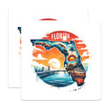 (2 Pack) Florida Travel Stickers - Colorful Florida Map - Sunshine State Vacation - Tropical Beach Palm Tree - 5" On Longest Side - Sticks to Smooth Flat Surfaces - Made in USA - BMCS4885