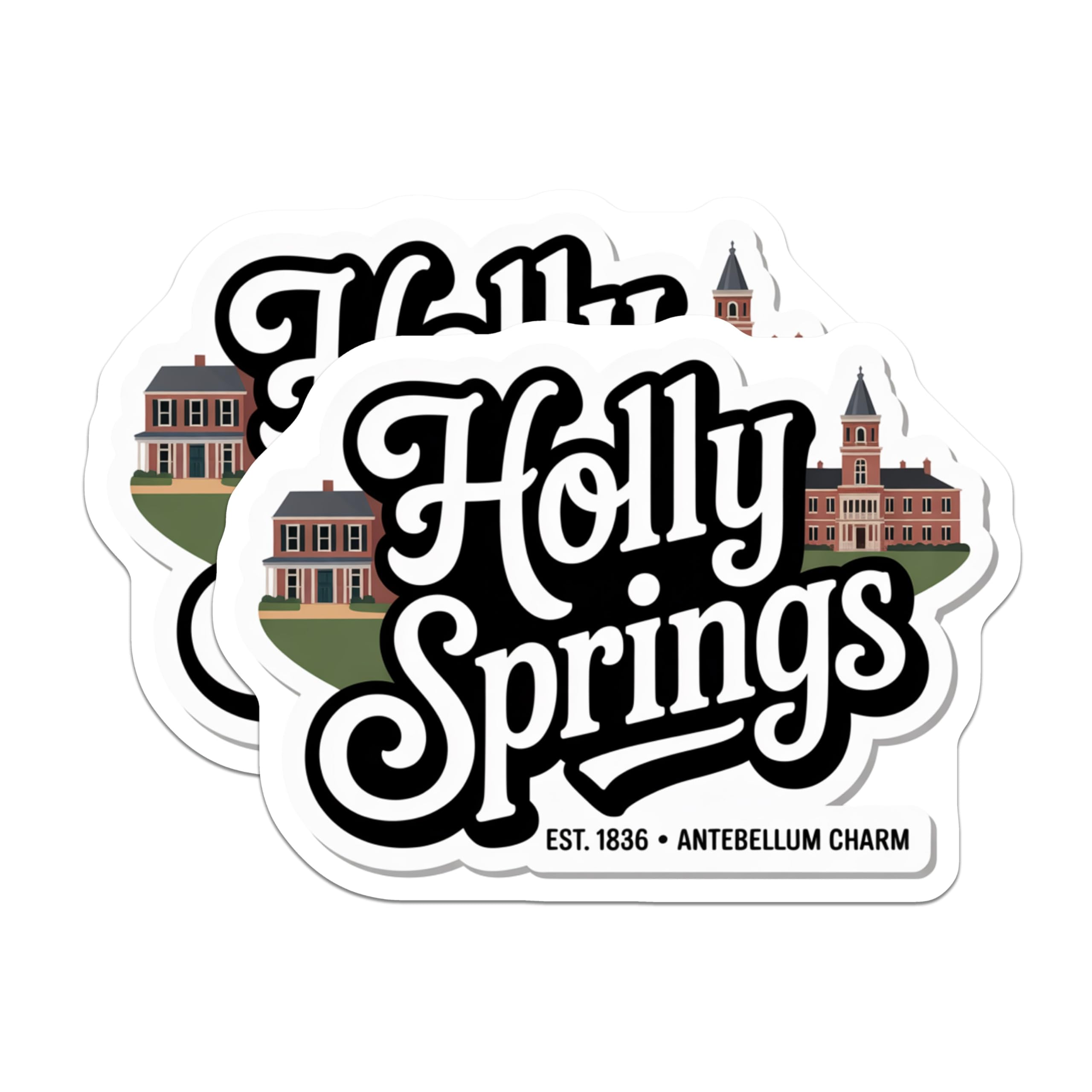 (2 Pack) Holly Springs Magnets - Antebellum Charm - Mississippi Town Souvenir - 5" On Longest Side - Premium Magnet - for Cars, Refrigerators, Toolboxes, Lockers - Made in USA - MAG17480