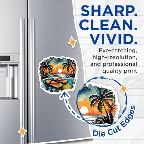 (2 Pack) Sunset Beach Theme Magnets Magnets - Tropical Sunset Decor - 5" On Longest Side - Made in USA - Sticks to Refrigerators & Metal Surfaces - MAG9326