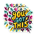 (2 Pack) You Got This Magnets - Vibrant Pop Art Inspirational Quote Decor - Empowering Refrigerator Locker Accessory - 5 Inches On Longest Side - Thick Durable Magnet - Made in USA - MAG19580