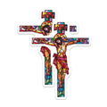 (2 Pack) Jesus Christ Magnets - Stained Glass Cross - Christian Decor - Religious Faith Magnets - 5 Inches On Longest Side - Thick Durable Magnet - Made in USA - MAG37510