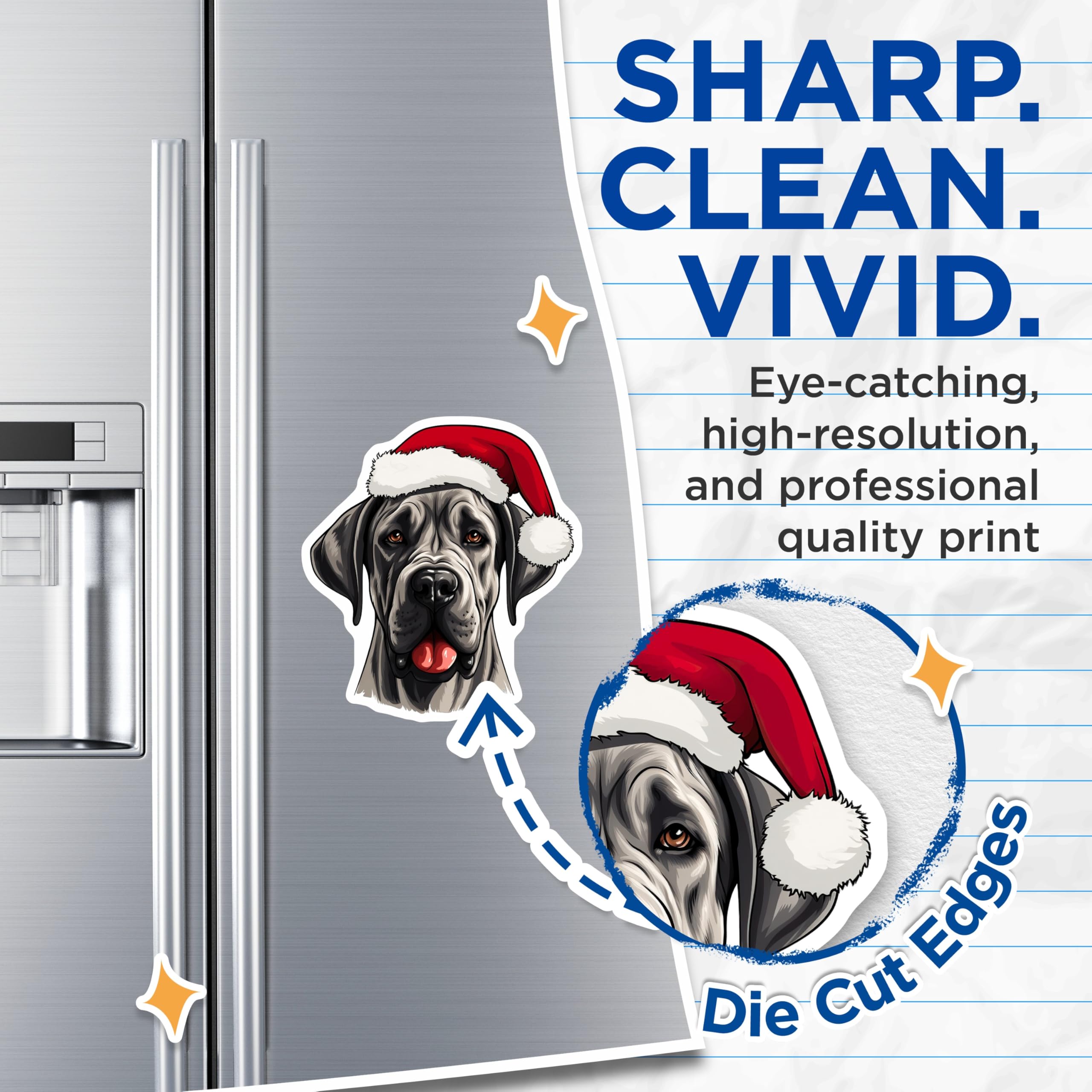 (2 Pack) Cane Corso Santa Hat Magnets - Christmas Dog Decor - Holiday Pet Refrigerator - 5 Inches On Longest Side - Thick Durable Magnet - Made in USA - MAG25688