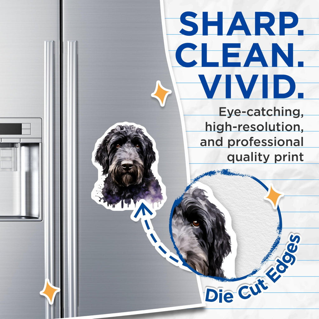 (2 Pack) Black Labradoodle Magnets - Watercolor Dog Art - Pet Animal Decor - 5 Inches On Longest Side - Thick Durable Magnet - Made in USA - MAG23882