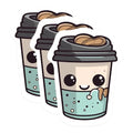 (3 Pack) Cute Coffee Decals - Kawaii Drink Stickers - Laptop Accessories - 3 Inches On Longest Side - Easy Peel & Apply - Made in USA - 3MCS1049