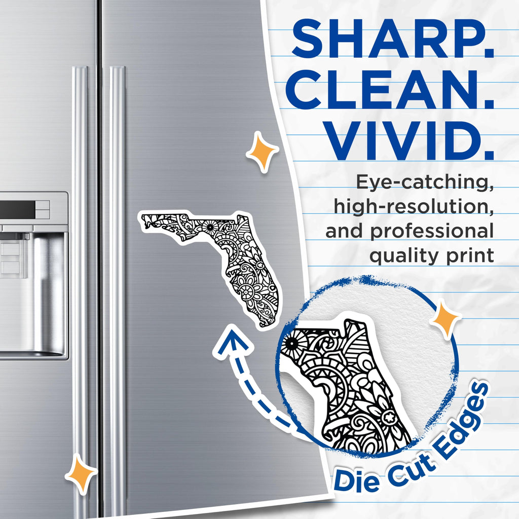 (2 Pack) Florida State Magnets - Floral Design Magnets - Decorative Fridge Magnets - 5" On Longest Side - Premium Magnet - for Cars, Refrigerators, Toolboxes, Lockers - Made in USA - MAG17261