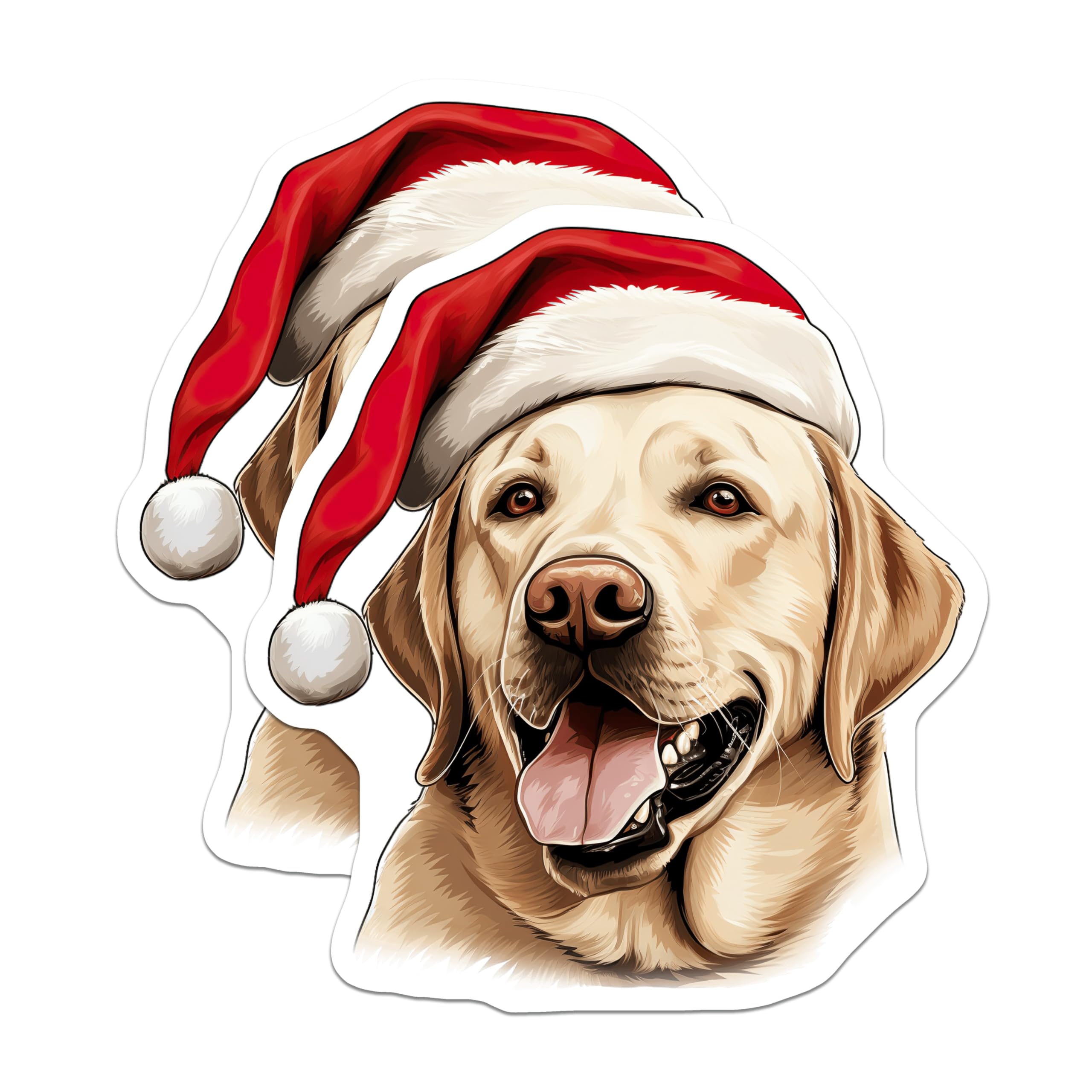 (2 Pack) Christmas Labrador Magnets - Santa Hat Dog Decor - Holiday Pet Refrigerator Locker - 5 Inches On Longest Side - Thick Durable Magnet - Made in USA - MAG27358