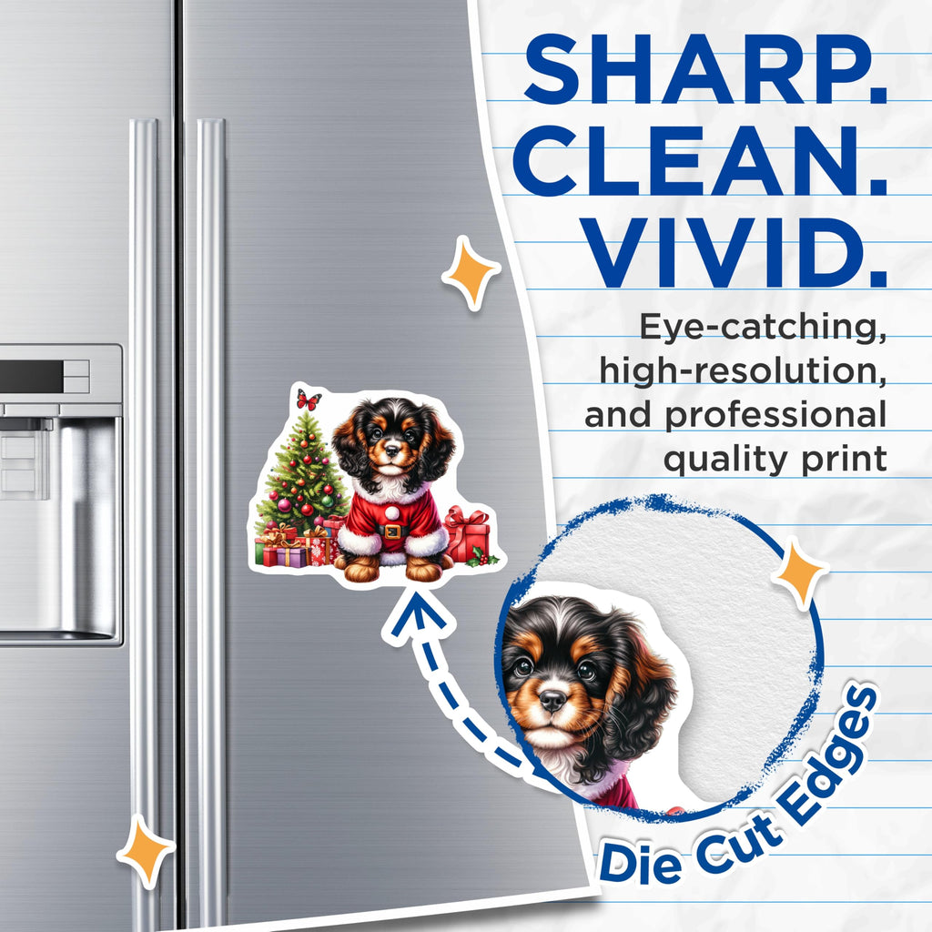 (2 Pack) Cavalier King Charles Spaniel Magnets - Santa Puppy Christmas Decor - Festive Dog Holiday Animal Collectible - 5 Inches On Longest Side - Thick Durable Magnet - Made in USA - MAG24333
