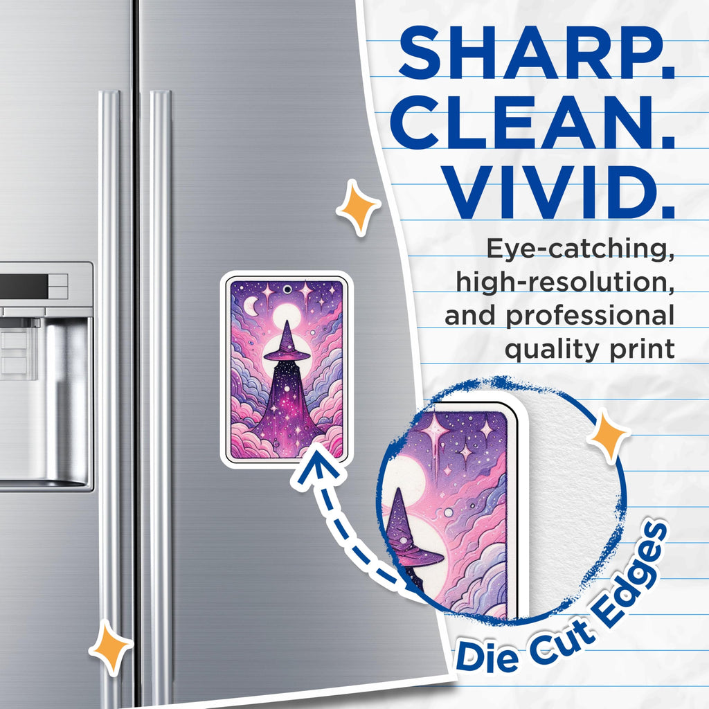 (2 Pack) Cosmic Witch Hat Magnets - Starry Sky Sorceress - Dreamy Celestial Decor - 5 Inches On Longest Side - Thick Durable Magnet - Made in USA - MAG21762
