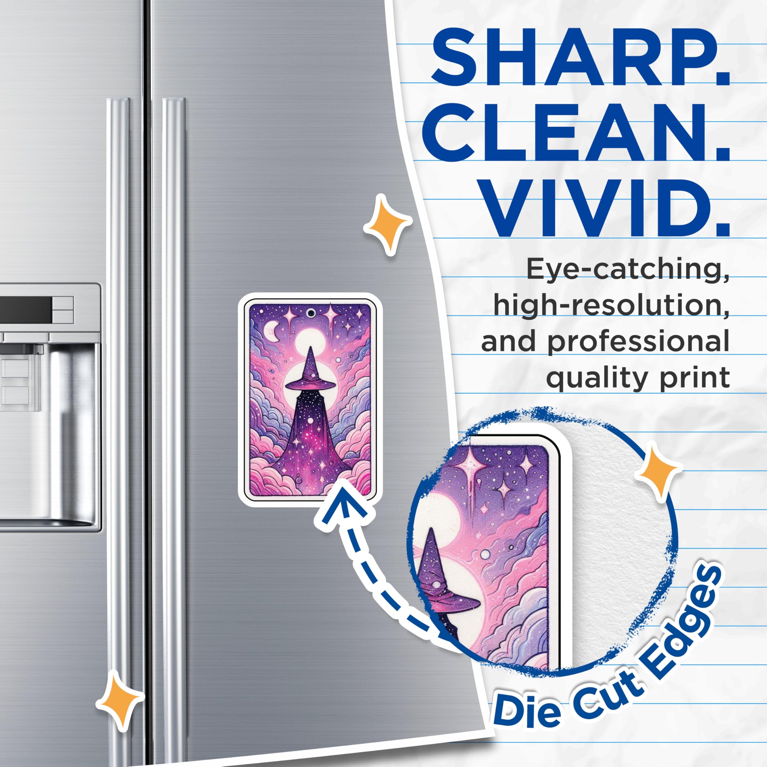 (2 Pack) Cosmic Witch Hat Magnets - Starry Sky Sorceress - Dreamy Celestial Decor - 5 Inches On Longest Side - Thick Durable Magnet - Made in USA - MAG21762