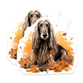 (2 Pack) Afghan Hound Magnets - Autumn Fall Leaves - Dog Breed Art Decor - 5 Inches On Longest Side - Thick Durable Magnet - Made in USA - MAG23581