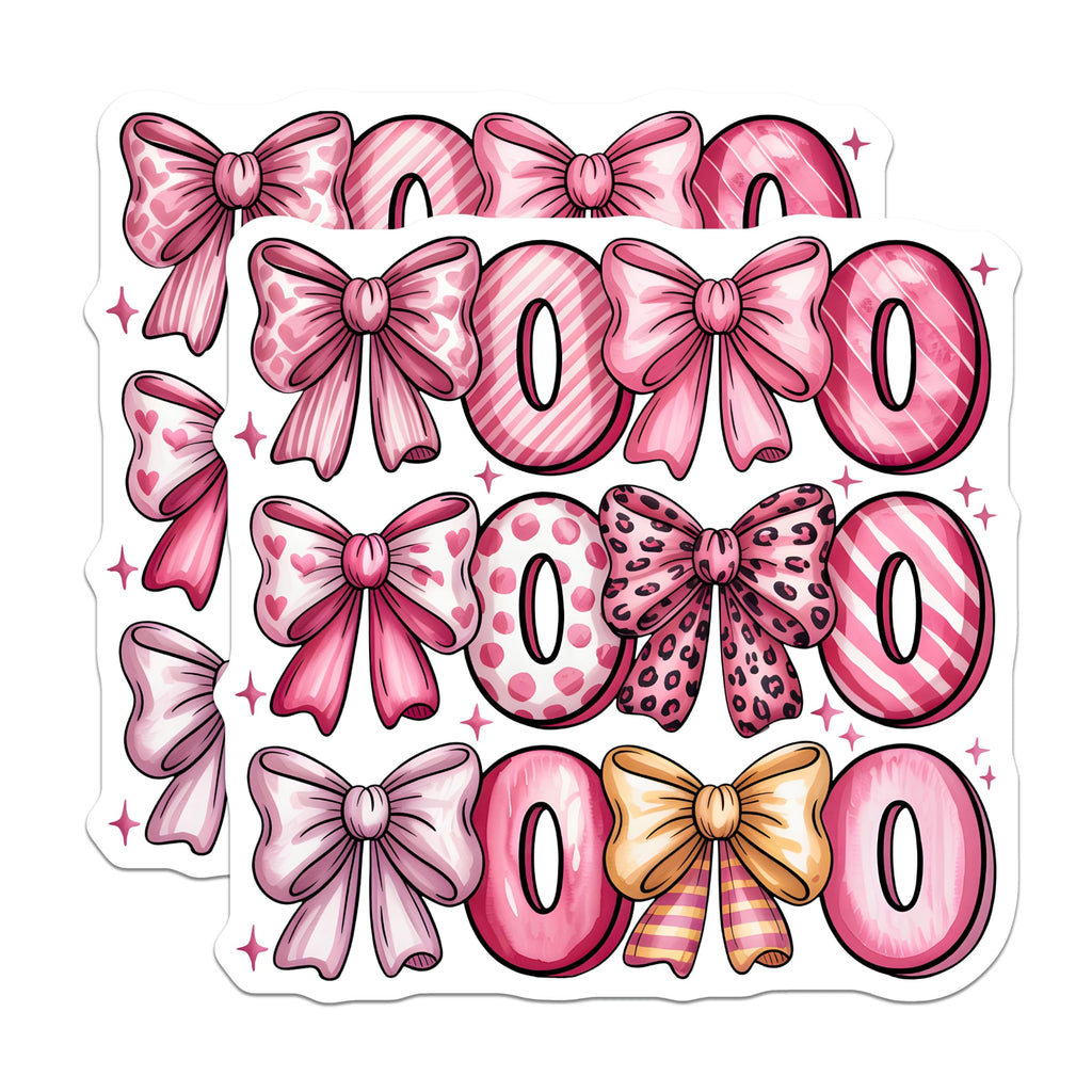 (2 Pack) XOXO Pink Bows Magnets - Coquette Valentine Aesthetic - Hugs Kisses Decor - 5 Inches On Longest Side - Thick Durable Magnet - Made in USA - MAG30839