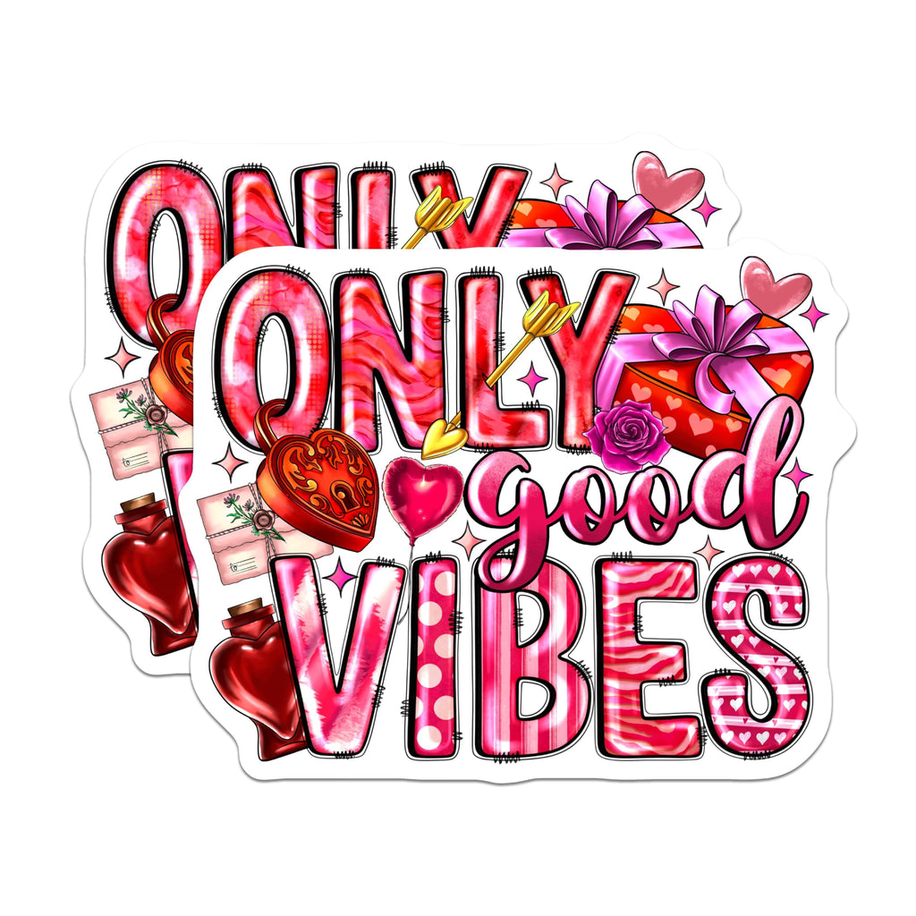 (2 Pack) Only Good Vibes Magnets - Romantic Aesthetic Decor - Positive Affirmation Fridge Art - 5 Inches On Longest Side - Thick Durable Magnet - Made in USA - MAG28200