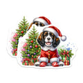 (2 Pack) Cute Christmas Dog Magnets - Santa Puppy Decor - Holiday Kitchen Refrigerator Art - 5 Inches On Longest Side - Thick Durable Magnet - Made in USA - MAG27350