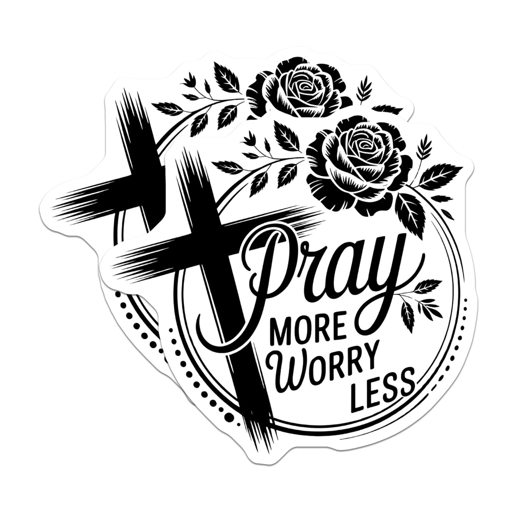 (2 Pack) Christian Magnets - Pray More Worry Less - Religious Decor Magnet - 5" On Longest Side - Premium Magnet - for Cars, Refrigerators, Toolboxes, Lockers - Made in USA - MAG16085