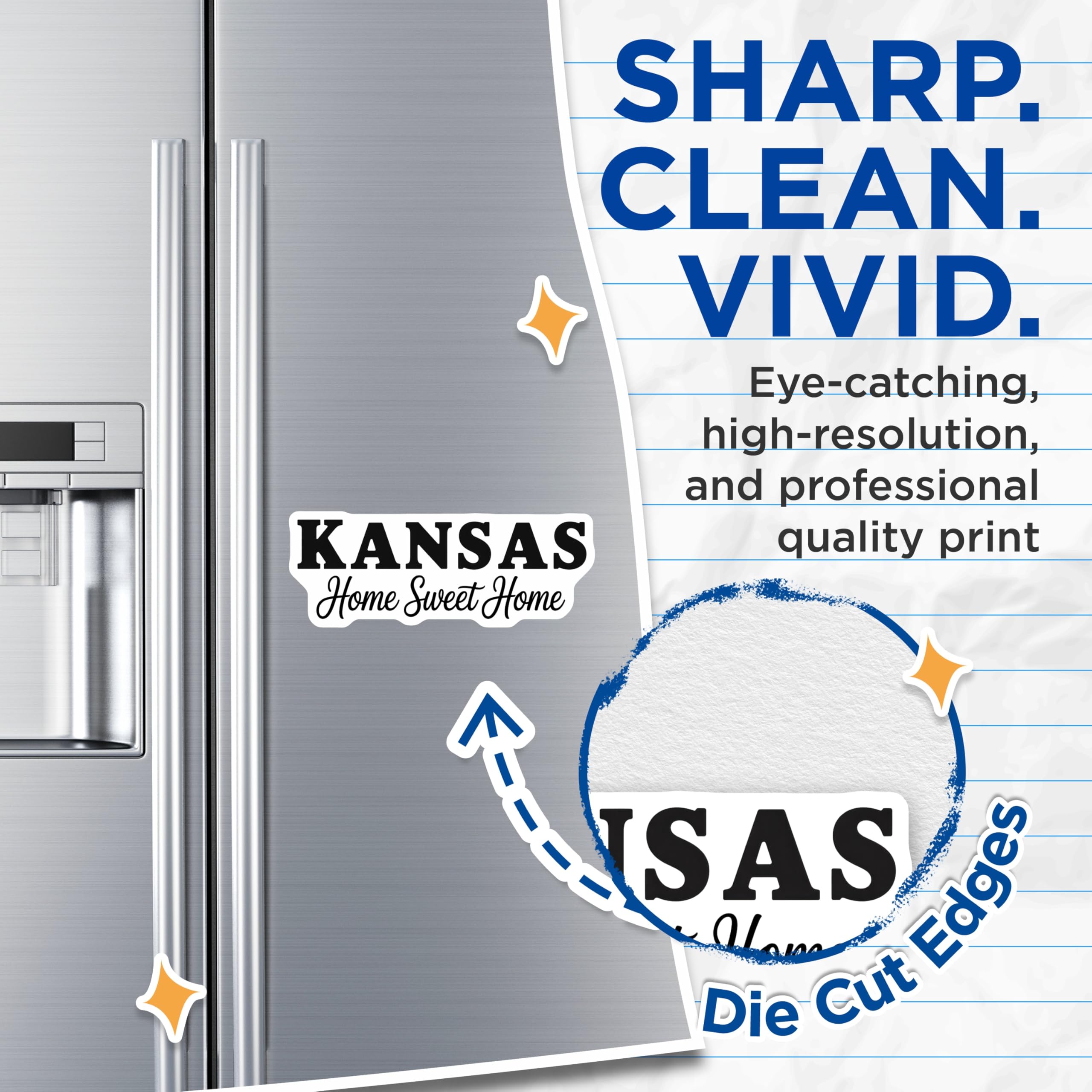 (2 Pack) Kansas Magnets - Home Sweet Home Magnet - State Pride Decor - 5" On Longest Side - Premium Magnet - for Cars, Refrigerators, Toolboxes, Lockers - Made in USA - MAG18006