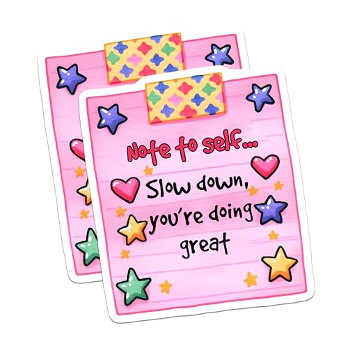 (2 Pack) Note to Self Stickers - Inspirational Reminder - Motivational Quote - 5" On Longest Side - Sticks to Smooth Flat Surfaces - Made in USA - BMCS8322