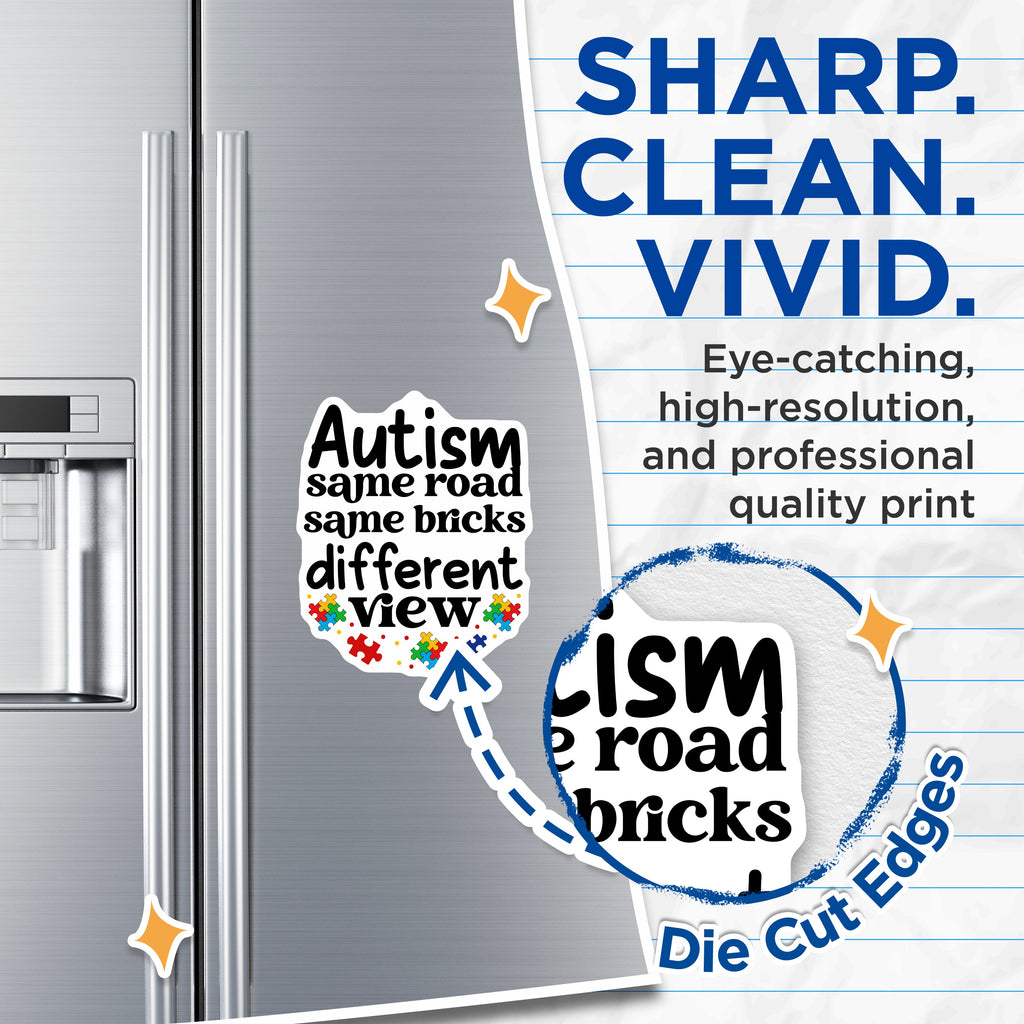 (2 Pack) Autism Awareness Magnets - Neurodiversity Support - Different View Acceptance Ally - 5 Inches On Longest Side - Thick Durable Magnet - Made in USA - MAG37534