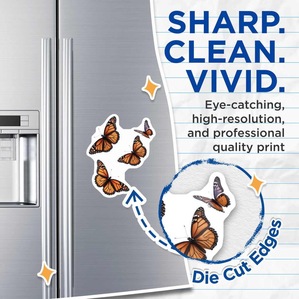 (2 Pack) Butterfly Magnets - Monarch Butterfly Decor - Fridge Magnets - 5" On Longest Side - Premium Magnet - for Cars, Refrigerators, Toolboxes, Lockers - Made in USA - MAG16187