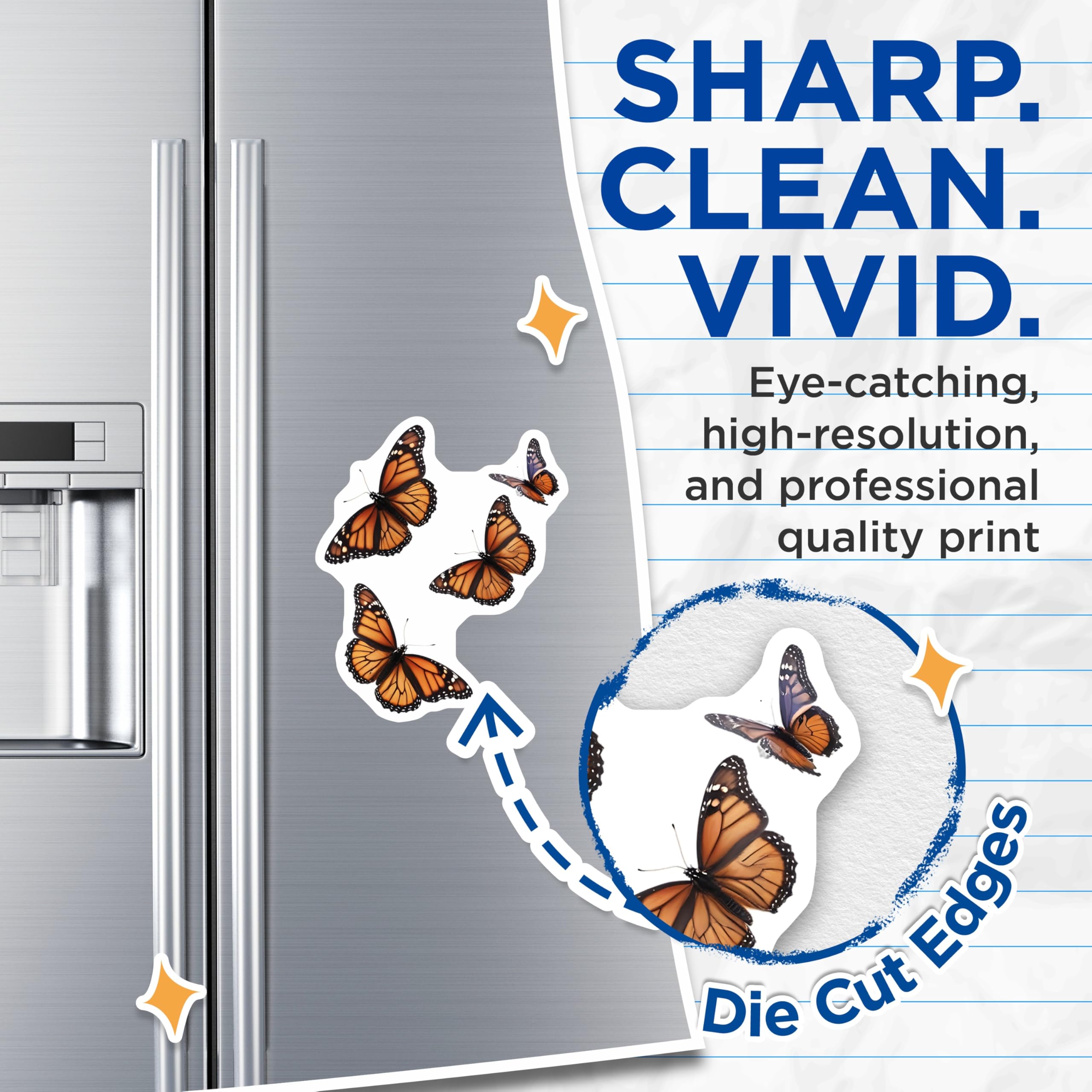 (2 Pack) Butterfly Magnets - Monarch Butterfly Decor - Fridge Magnets - 5" On Longest Side - Premium Magnet - for Cars, Refrigerators, Toolboxes, Lockers - Made in USA - MAG16187