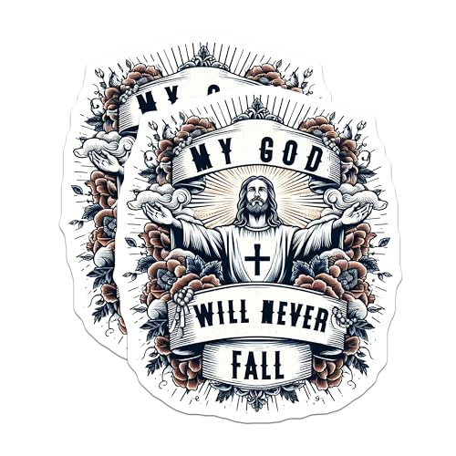(2 Pack) My God Will Never Fall Magnets - Inspirational Quote - Religious - Faith Based Magnet - 5" On Longest Side - for Cars, Fridges, Toolboxes - Made in USA - MAG4147