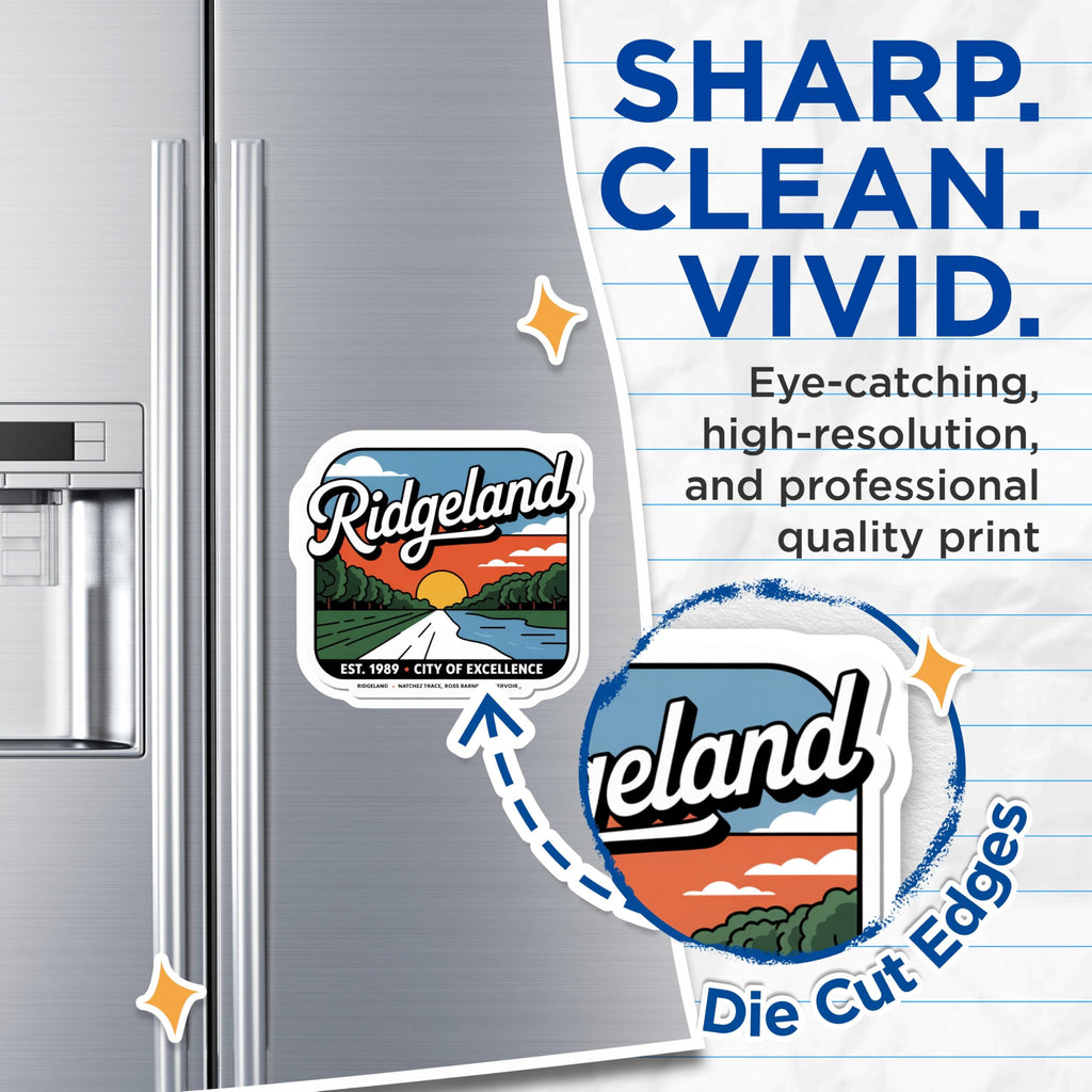 (2 Pack) Ridgeland Magnets - City of Excellence - Mississippi Souvenir - 5" On Longest Side - Premium Magnet - for Cars, Refrigerators, Toolboxes, Lockers - Made in USA - MAG18151