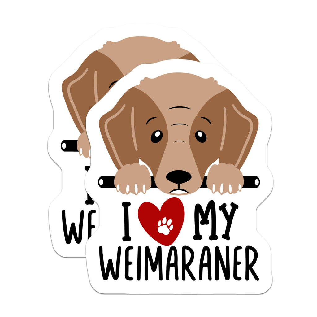 (2 Pack) I Love My Weimaraner Magnets - Dog Lovers Car Magnet - Cute Dog Paw Magnet for Fridge or Locker - 5" On Longest Side - for Cars, Fridges, Toolboxes - Made in USA - MAG4297