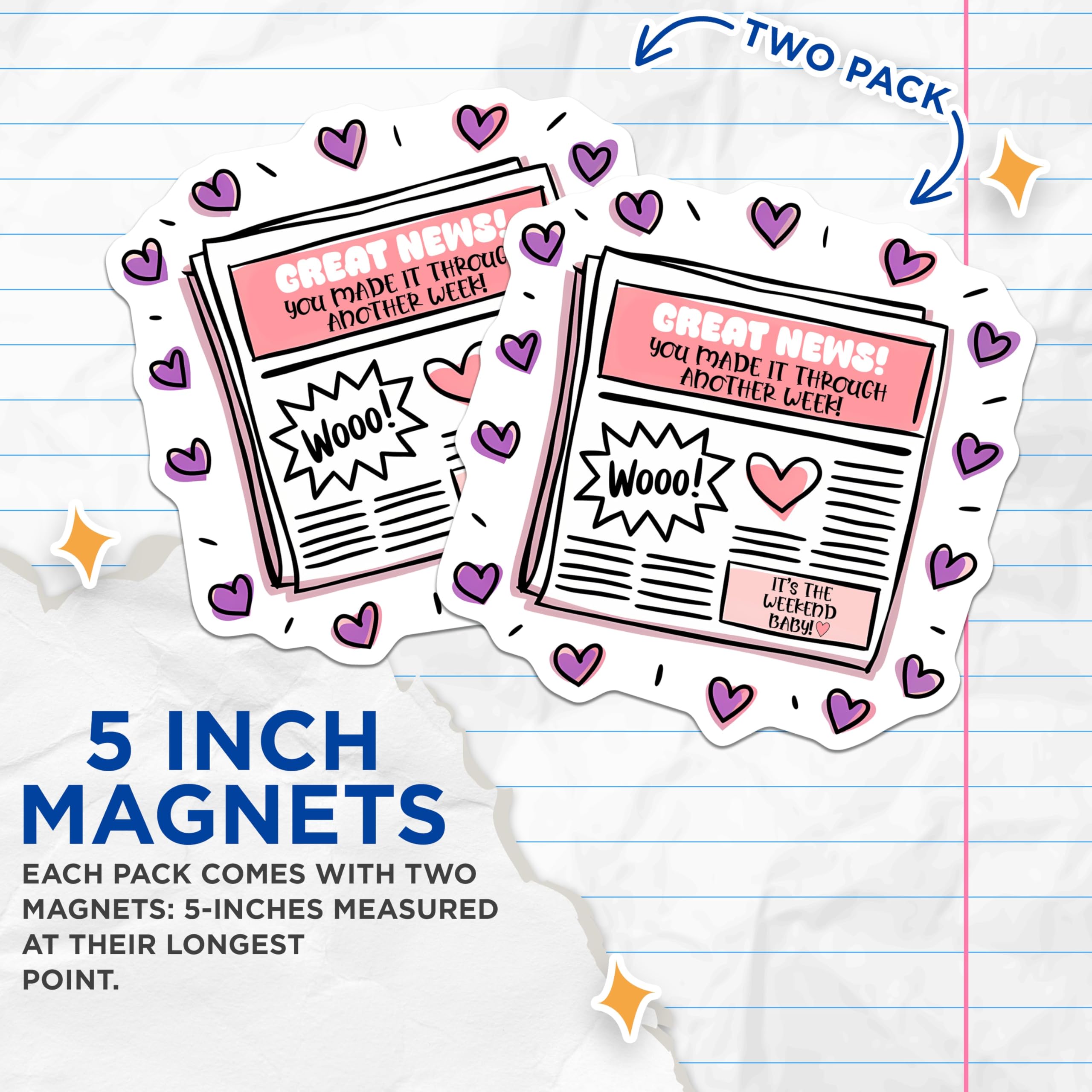 (2 Pack) Weekend Magnets - You Made It - Great News Fridge Magnets - 5" On Longest Side - Premium Magnet - for Cars, Refrigerators, Toolboxes, Lockers - Made in USA - MAG15452