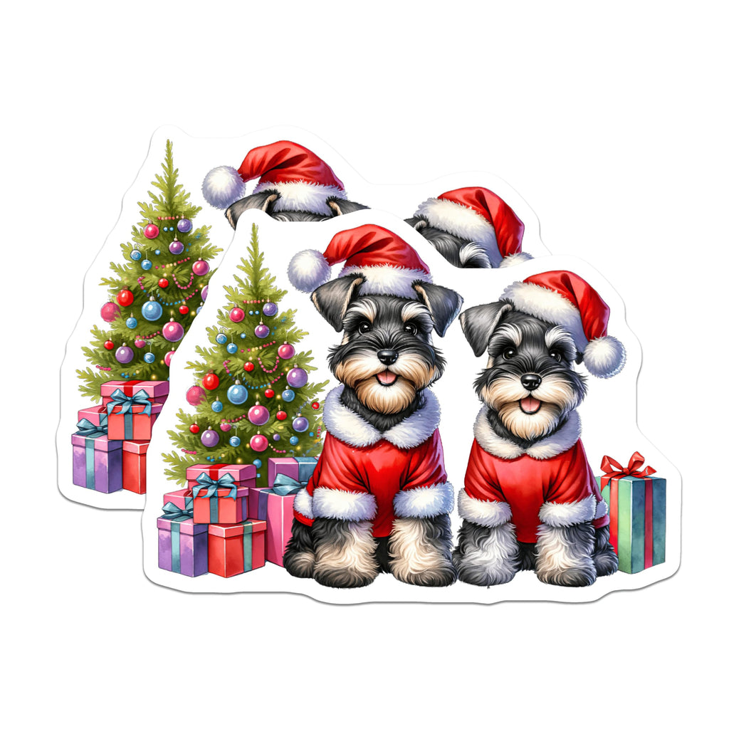 (2 Pack) Christmas Schnauzer Magnets - Holiday Dog Decor - Cute Xmas Pet Lovers Refrigerator - 5 Inches On Longest Side - Thick Durable Magnet - Made in USA - MAG30535